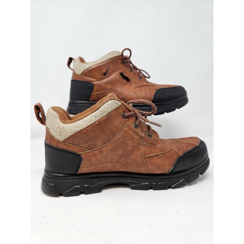 Nautica Lockview Mens Size 10 Leather Winter Snow Duck Boots Lace Up Ankle